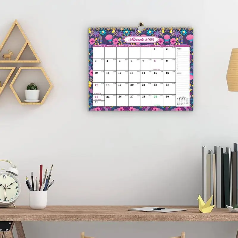 English Wall Calendar English 2025-2026 Wall Calendar Multipurpose 18-Month Calendar Colorful Calendar For Home Classroom Work