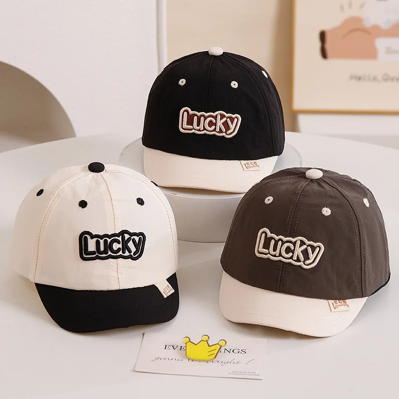 

Fashion Letter Baby Duck Tongue Hat Spring Summer Quick Drying Peaked Hats Color Block Children Sun Shading Baseball Cap 6-12Mon