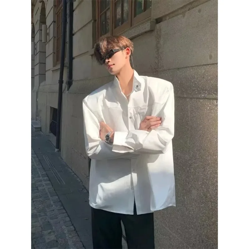 Men's White Long-Sleeve Button-Down Shirt