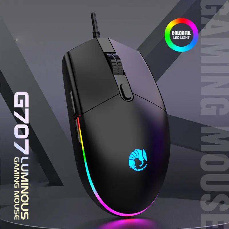 

G707 игровая мышь 6D крутая красочная светящаяся проводная мышь RGB настольная удобная ручка 5-скоростная DPI офисная периферия для ноутбука и ПК