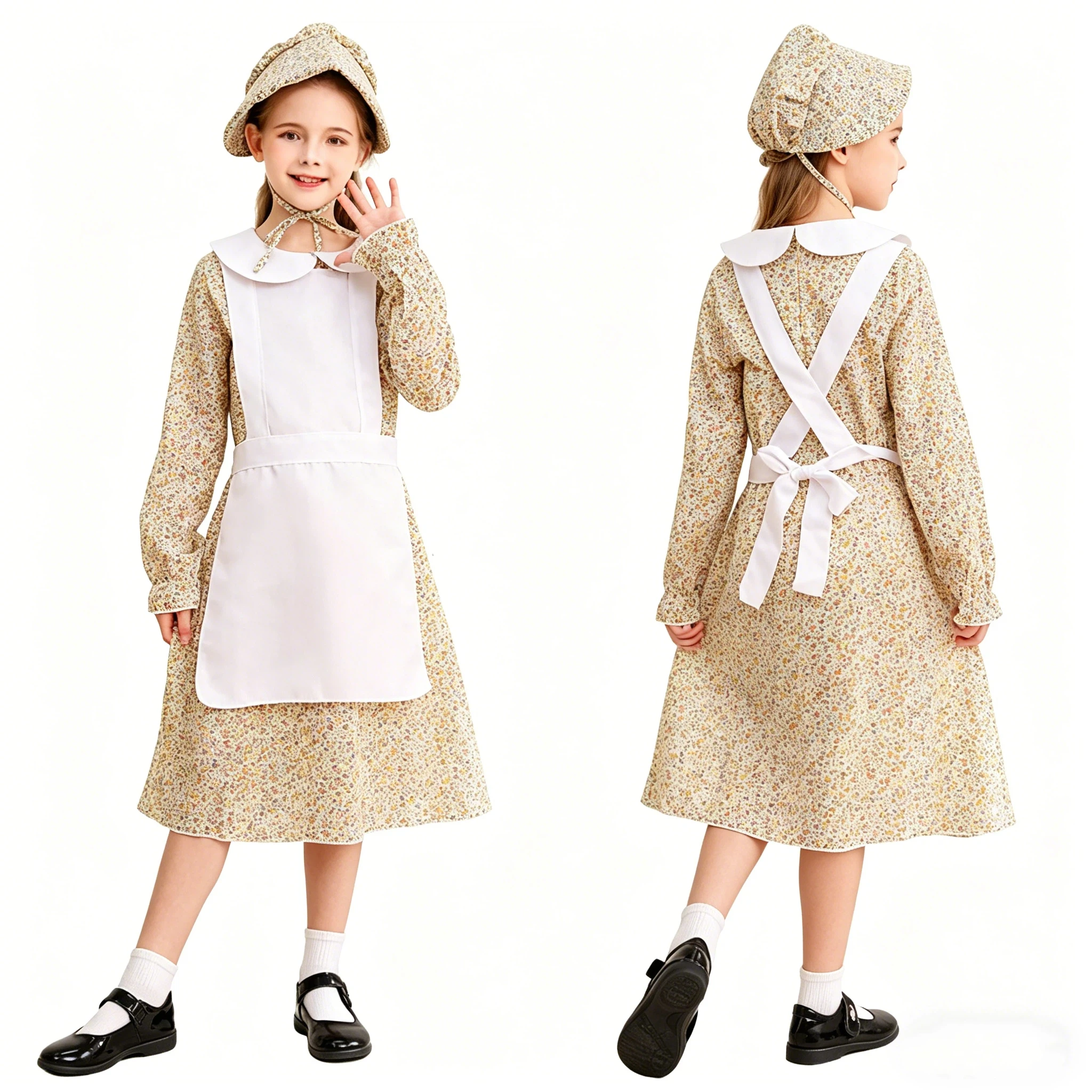 

Colonial Enfants Pioneer Outfit Halloween Country Party Performance Clothing Grandma Style Modern Enfant Dance Dress