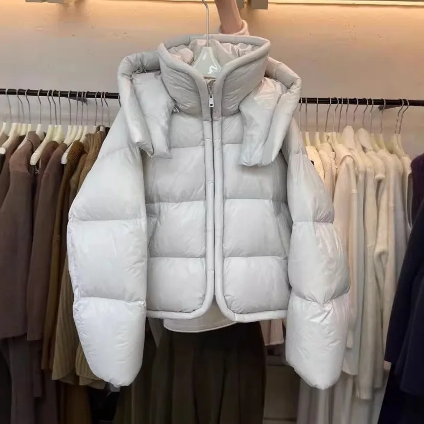 Korean Style Hooded Short Thickened Cotton Jacket Bread Coat Warm Stand Collar Loose Fit Female Clothes Women's Winter Outerwear