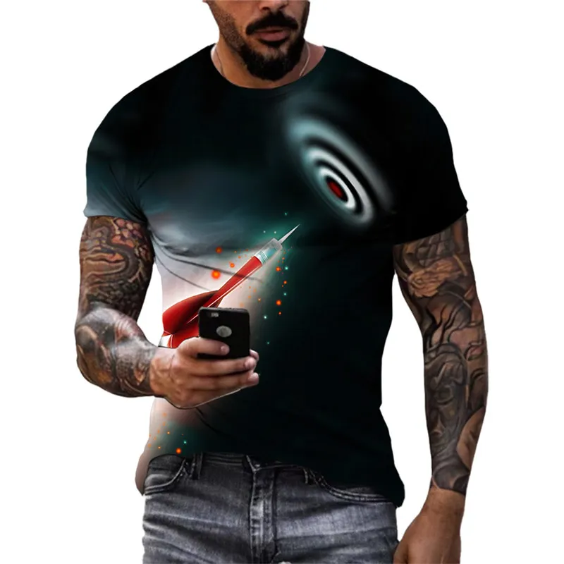 New 3D Cool Darts Game graphic t shirts Summer Fashion Men Personality Printed Tees Trend Casual Round Neck Short Sleeve Tops