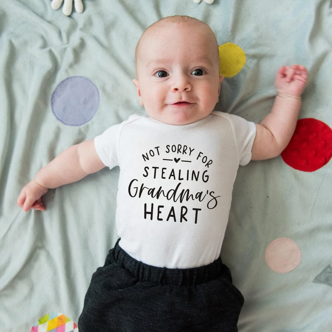Not Sorry for Stealing Grandma's Heart Printed Baby Romper Newborn Summer Short Sleeve Bodysuits Casual Baby Playsuit Ropa
