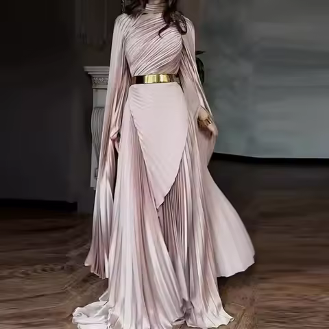 Women's Dresses Temperament Fashion 2025 Autumn New Batwing Sleeve Shawl Split Elegant Party Vestidos Evening Long Dress