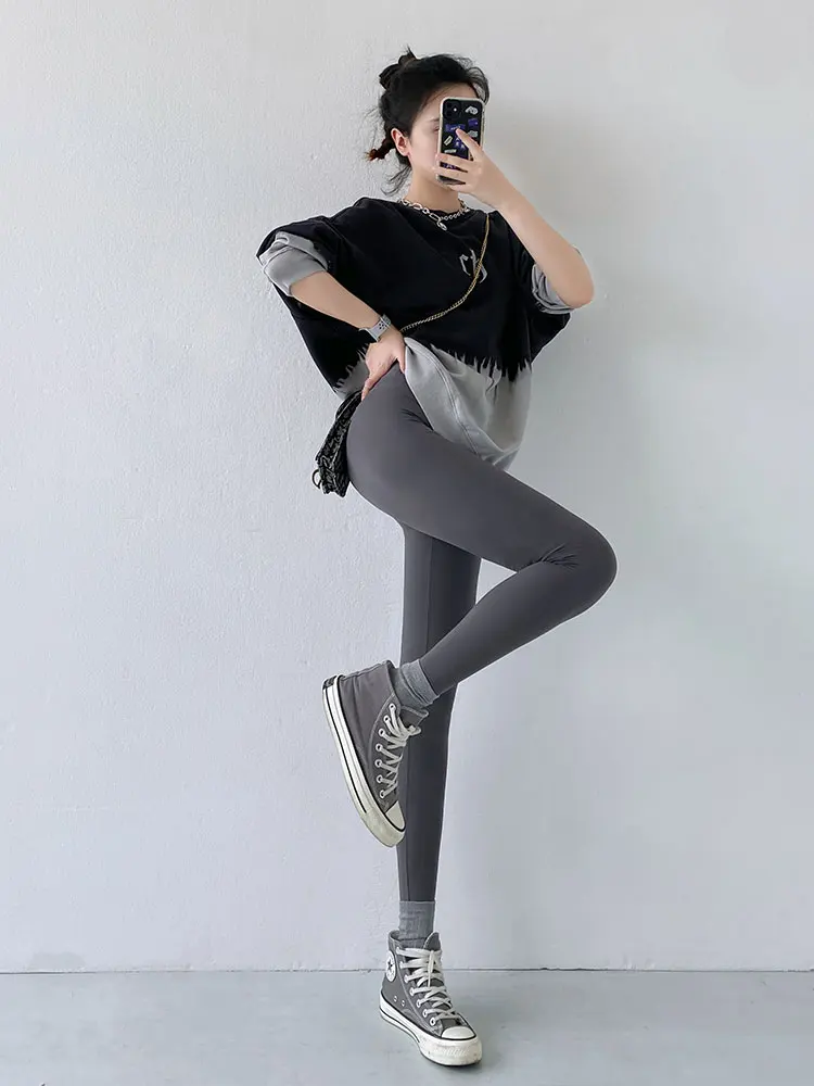 Calças de Yoga de Cintura Alta Slim Fit para Mulheres, Calças Finas de Primavera e Outono, Inversor de Abdômen e Elevador de Quadris...