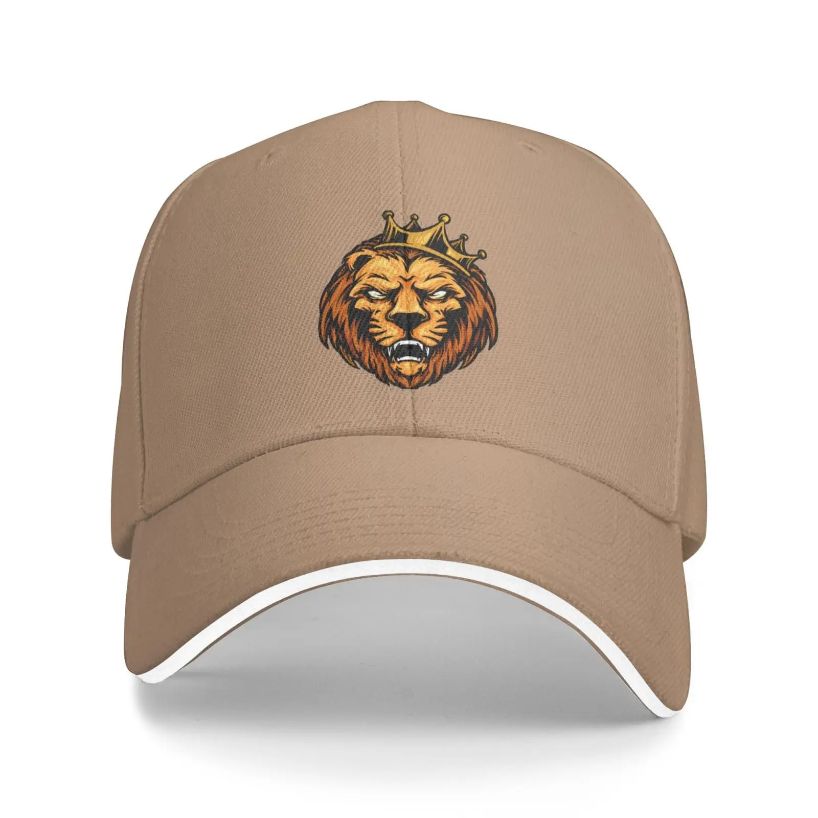 Lions Head Trucker Baseball Cap for Men Women Hat Sandwich Brim Dad Hats