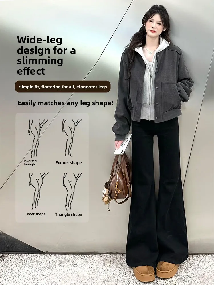 Thiened Fce Gefütterte High-Waist Bell-Bottom-Jeans für Damen, Winter-Neuheit, Schlanke Passform, Lässige Baumwoll-Denim-Hose