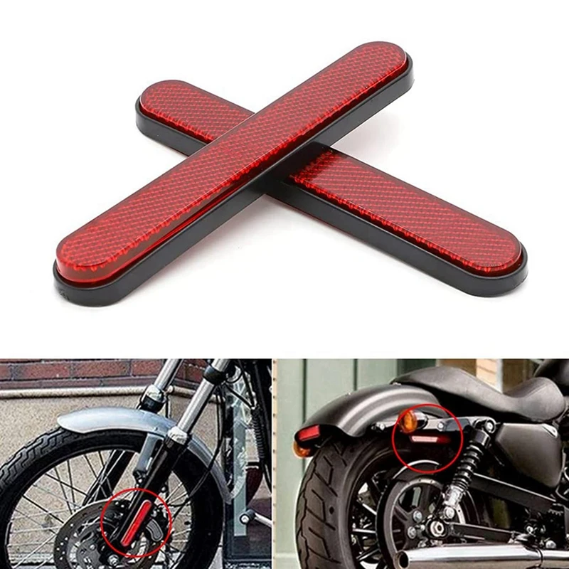 4X Motorcycle Front Fork Reflector Sticker Lower Legs Slider Safety Warning For Softail Sportster 883 1200 Fatboy Red