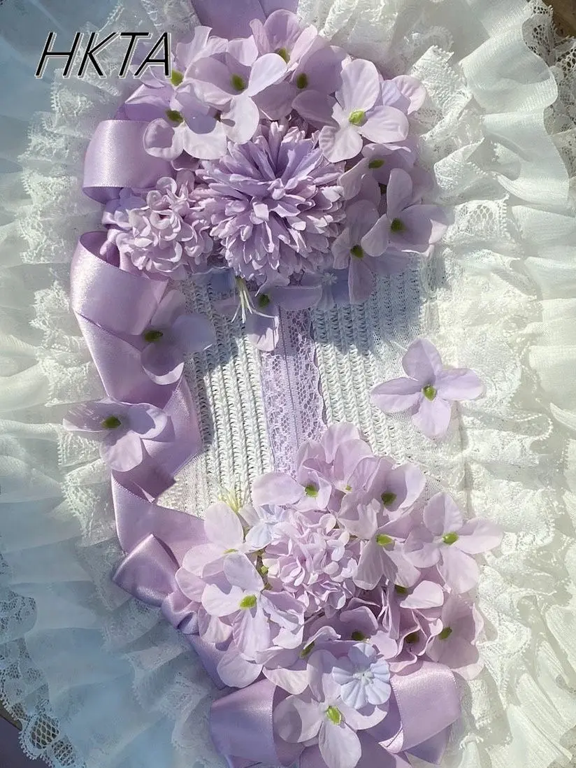 Chapéu lolita original feminino, chapéu pastoral de palha com renda, chapéus planos, primavera verão, novo relógio fotográfico feminino, chapéu kawaii