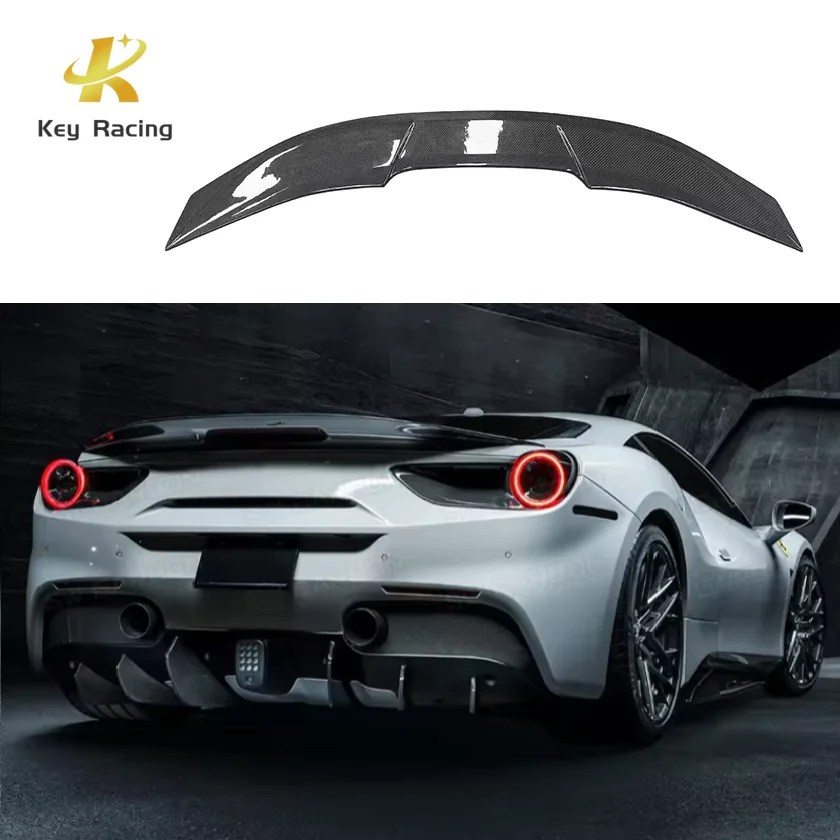 

488 спойлеров GTB, крылья из углеродного волокна, задний спойлер в стиле V, хвостовое крыло для Ferrari 488 GTB