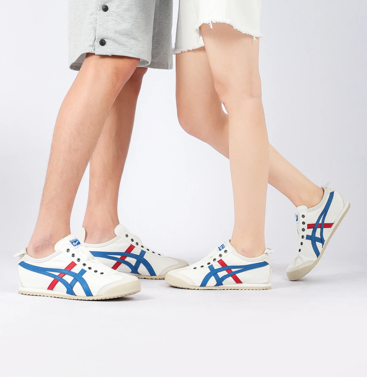 Onitsuka Tiger MEXICO 66 zapatos de skate sin cordones para hombres y mujeres, tela baja para exteriores, cuero sintético, D3K0N-0143