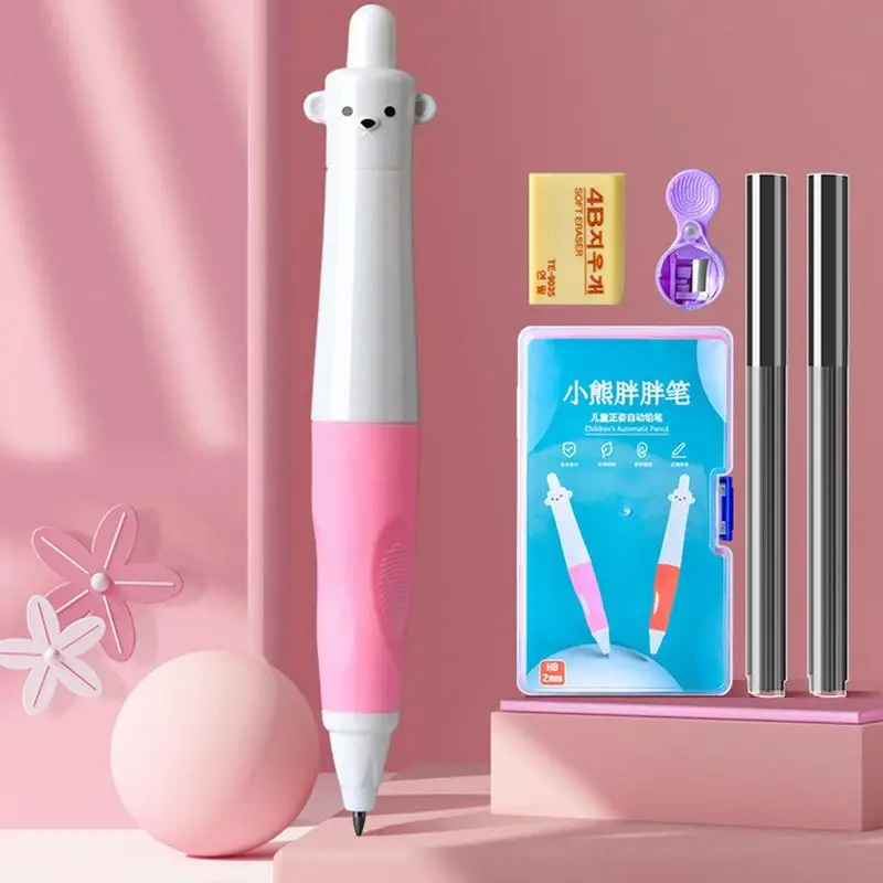 Pencil Holding Trainer For Kids Mechanical Children's Correction Grip Pencil With Bear Design Learning Supplies Toddler Pen For