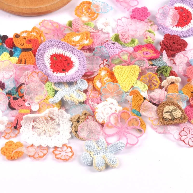 15-50mm Mixed Animal Flower pattern Lace Applique Mesh Trim For Garment Accessories Decor Sew On Guipure Fabric 20pcs CP2765