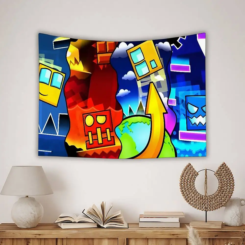 Video Game G-Geometry Dash Flag Tapestry Creative Pattern Photo Living Room Wall Art Decor Party Outdoor Decorate Banners