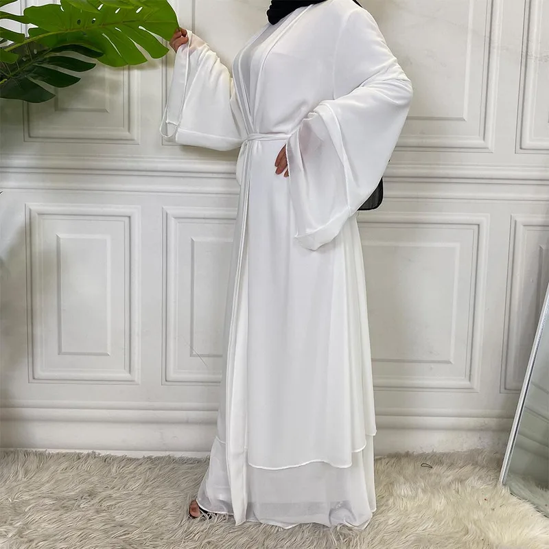 Chaomeng-Abaya abierta de gasa de Ramadán para mujer, caftán musulmán de Dubái y Turquía, Kimono modesto, caftán marroquí, ropa islámica