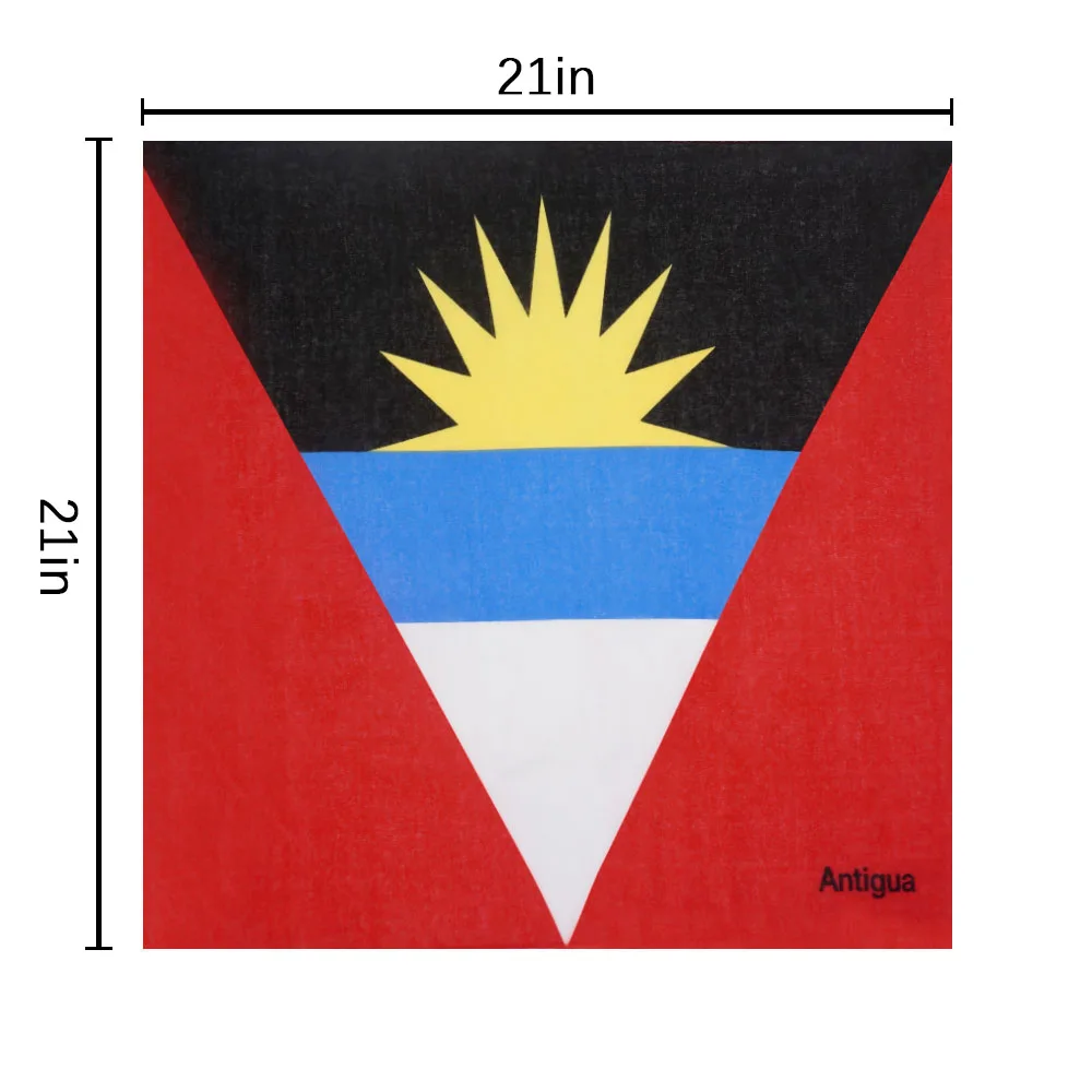 Antigua Flag Bandana 100% Cotton Women Running Cycling Headband Caribbean Countries Flag Kerchief Men Hip Hop Headwrap Gift