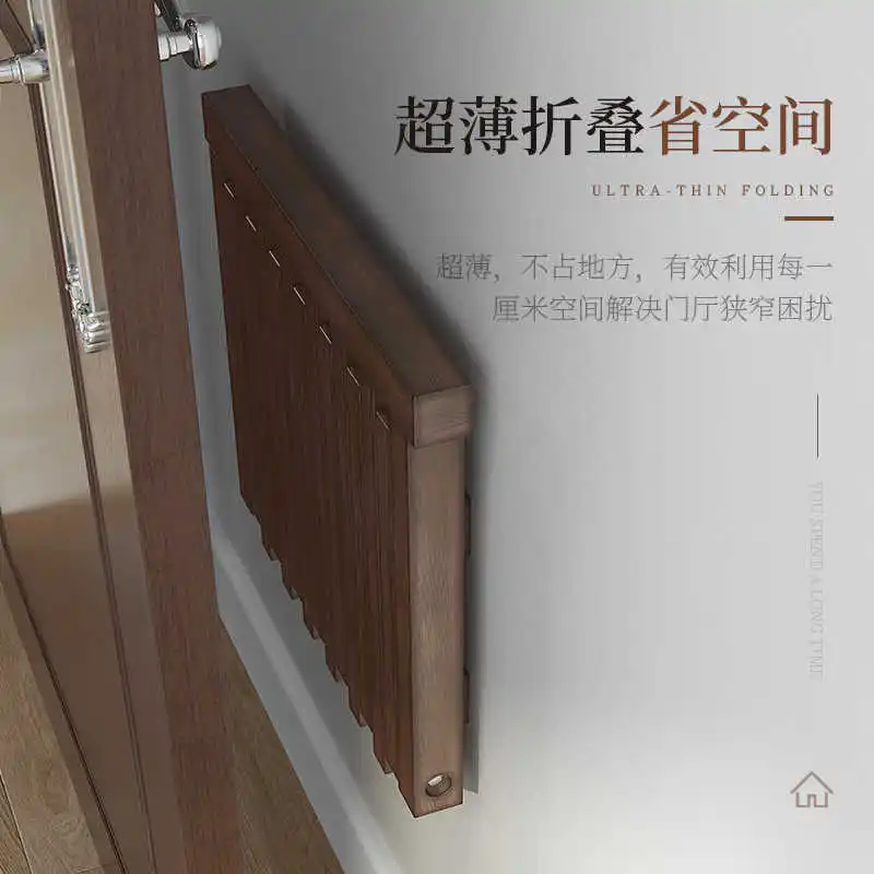 Solid wood folding stool, shoe changing stool, household door concealed wall mounted entrance chair, shoe wearing stool, bathroo