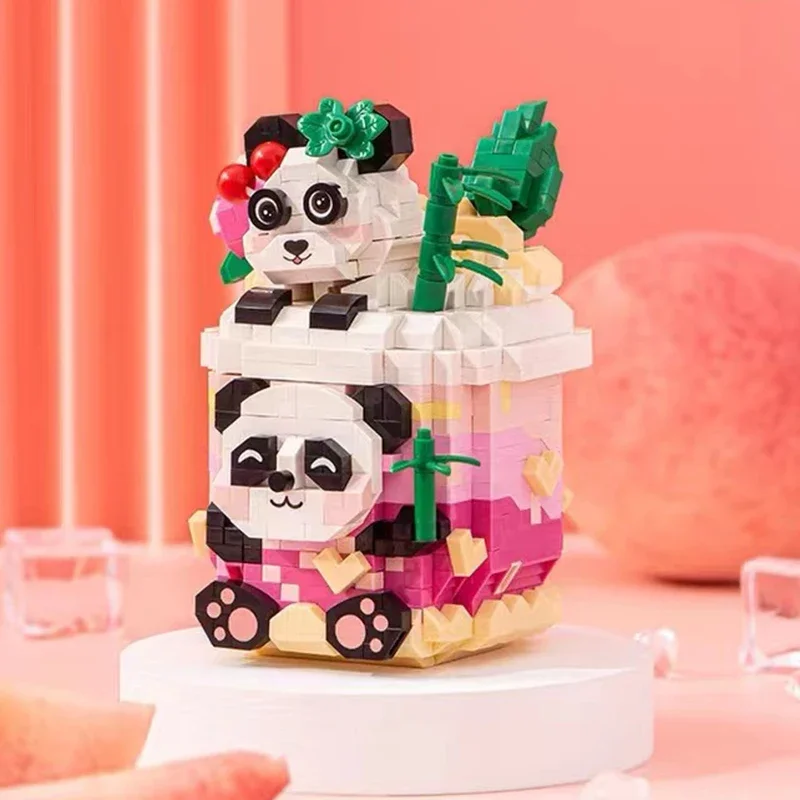 

Cartoon Animal Panda Building Blocks DIY Milk Tea Cup Model Assembled Bricks Children's Educational Toys Boys and Girls Gifts