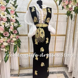 Cara&Alan Albanian Evening Dresses Long Sleeves Lace Applique Traditional Kosovo Wedding Party Dress Beading Women Caftan