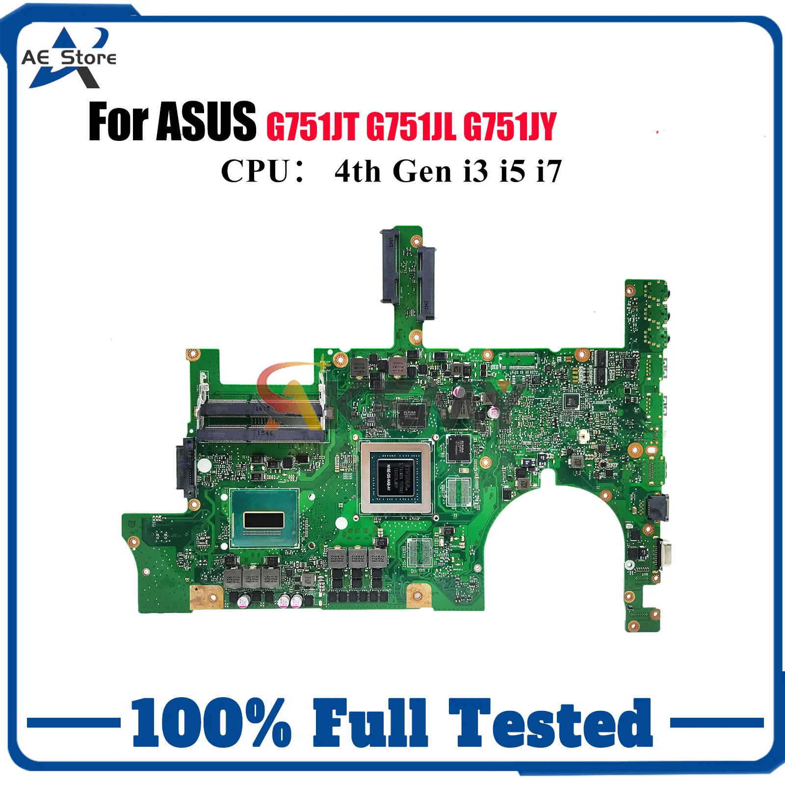 

G751JL Laptop Motherboard For ASUS ROG G751JY G751JL G751JT G751J Notebook Mainboard With i3 i5 i7 CPU 100% tests OK fast ship