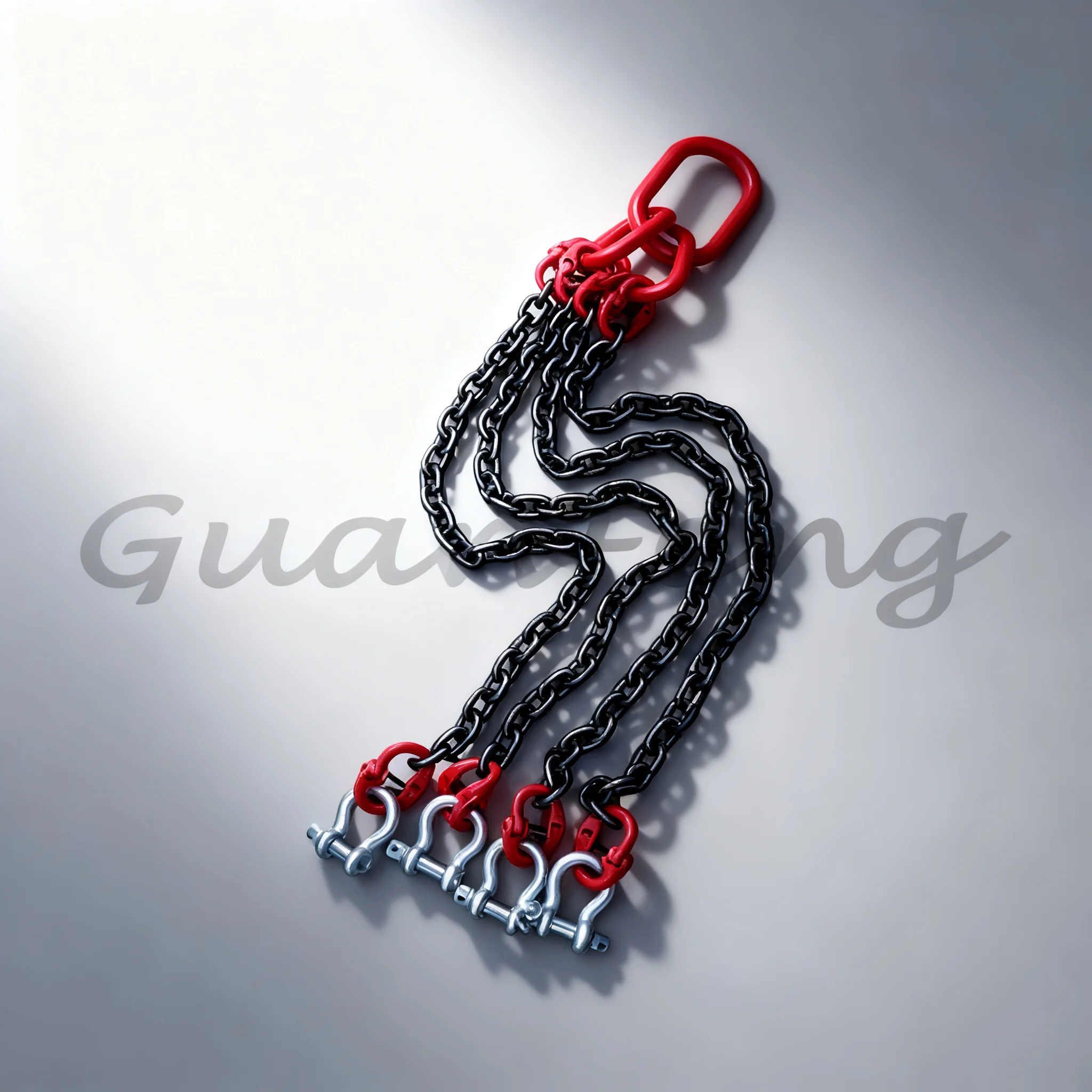 Industrial Cargo Lifting Chain Sling with Shackle Ring Hook, G80 Grade 6 Ton 2M Four-Leg Hoisting Chain