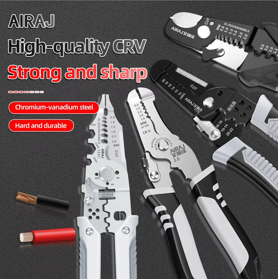 AIRAJ 7" Automatic Wire Stripper Pliers, Durable Anti-slip Professional Electrician Tools Suitable for Ship Marine Hardware Part