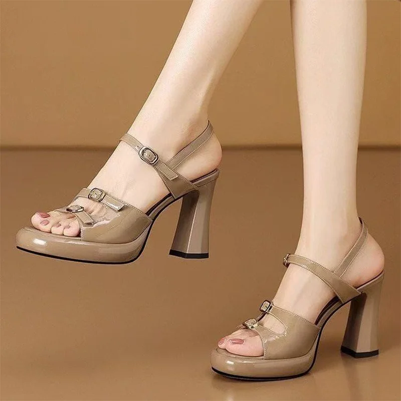 Sexy High Heels Sandals Women Chunky Shoes Elegant Summer Buckle Slippers 2026 Pumps Fashion Dress Party Mujer De Zapatillas
