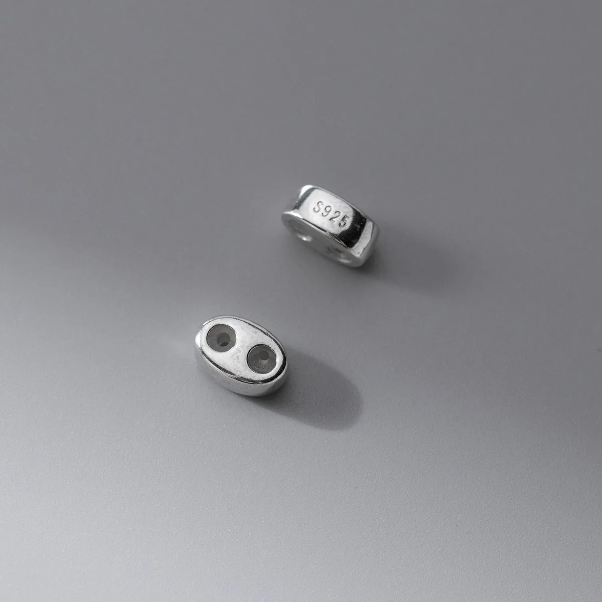 S925 Silver Double-Hole Silicone Positioning Beads Handmade DIY Bracelet Semi-Finished String Knotting Materials and Accessories