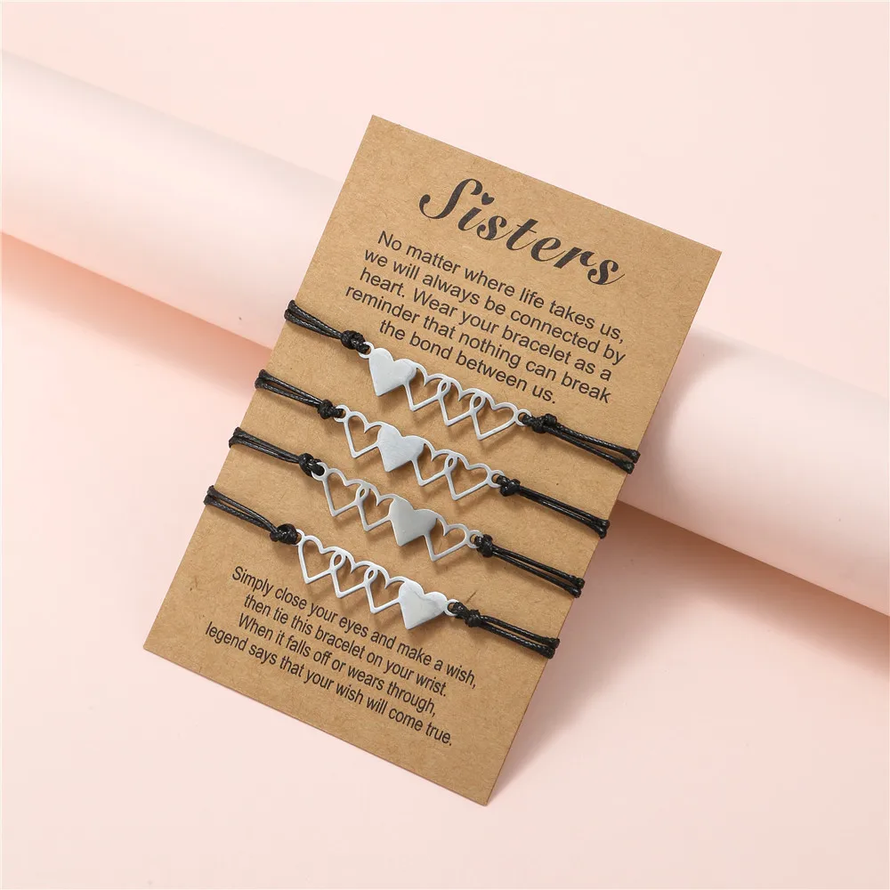 2/3/4 шт. очаровательные браслеты дружбы и сестры, полые одинаковые дистанционные сердца, браслет лучшего друга для женщин, ювелирные изделия для пары, подарок