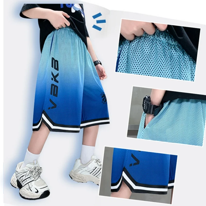 

Kids Shorts Tween Boys Sporty Knee-Length Trousers With Tie Dye Design Teenage Child Shorts Boys Quick Drying Pants Ages 4-14Y