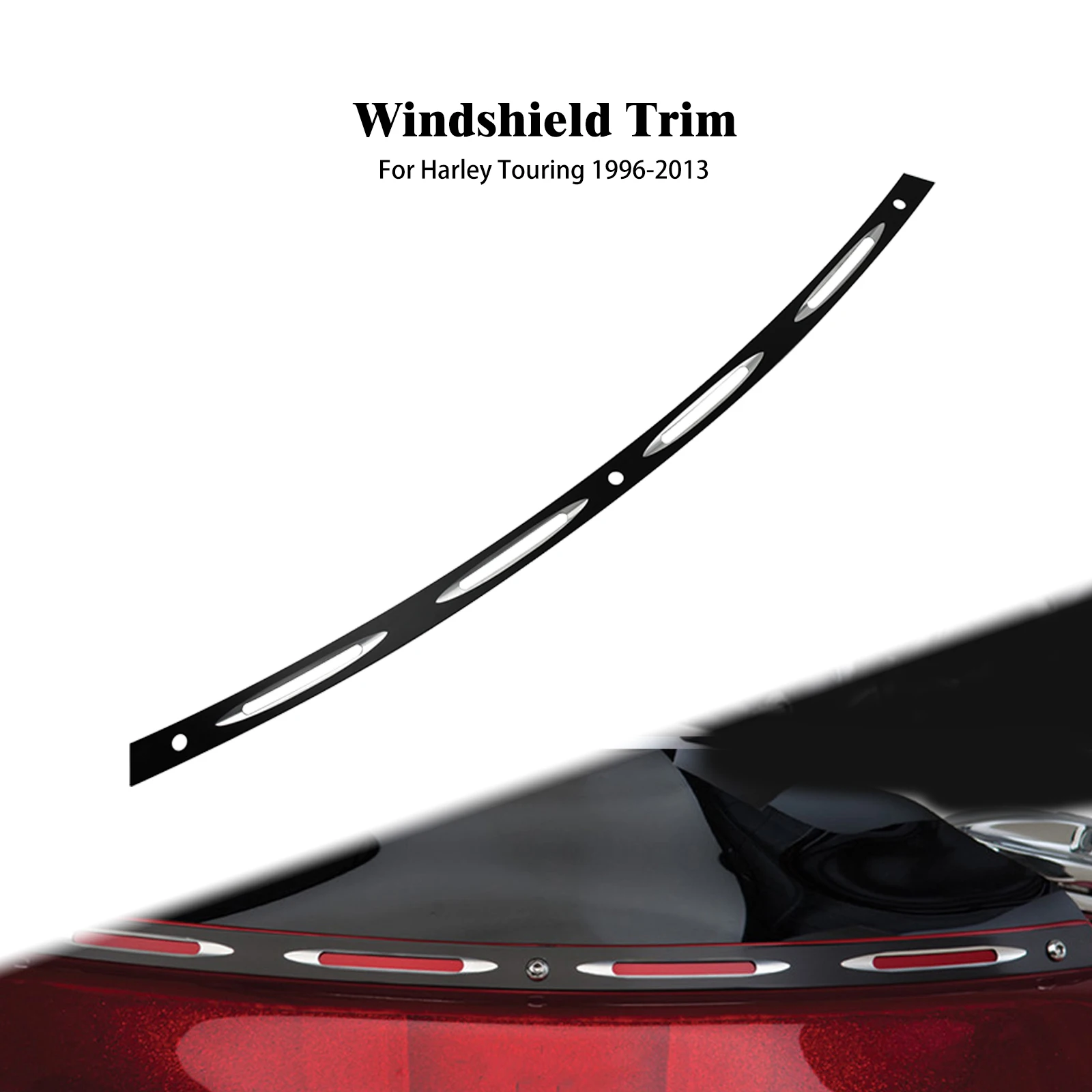 

Motorcycle Black Windshield Windscreen Trim CNC Aluminum For Harley Touring Electra Street Glide FLHT FLHX FLHTC 1996-2012 2013