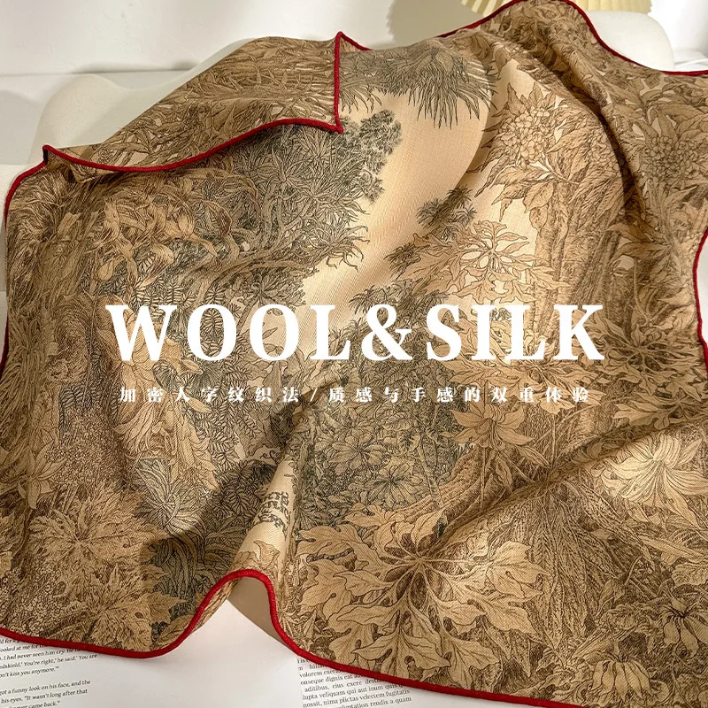 

Новый шарф-платок из 70% шерсти и 30% шелка для женщин, квадратный, для волос, на шею, роскошный, весенний, женский, 65 см