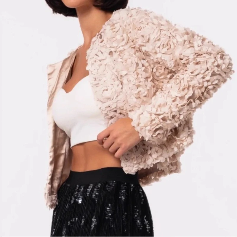 

Ранняя осень, новая женская одежда, модная милая универсальная бейсбольная форма, короткая куртка с цветочной текстурой