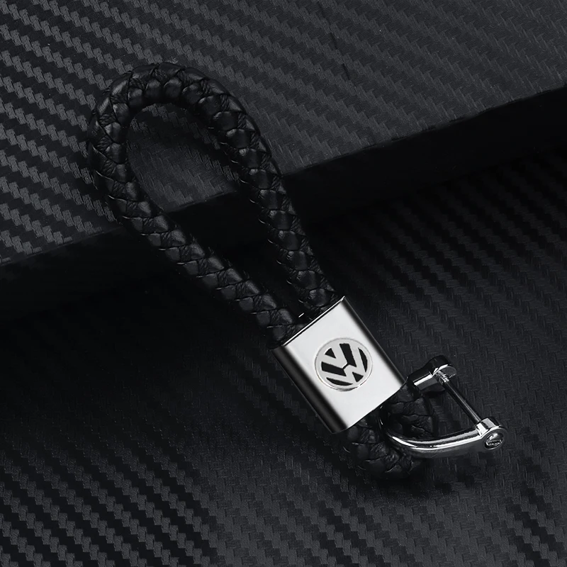 Car Emblem Stying Metal Braided rope Keychain Car Trinket Accessories For Volkswagen VW Golf 6 7 Jetta Polo Caddy GTI Bora MK7