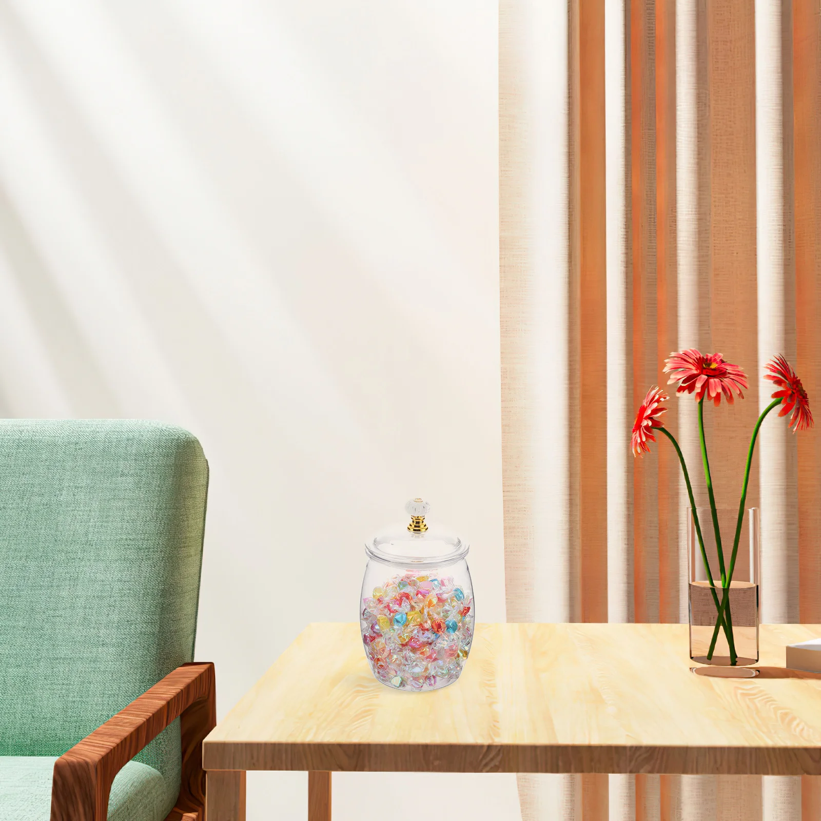 

2pcs Transparent Plastic Candy Jar 1.2L Clear Storage Container For Kitchen Snacks Cookies Biscuits Sealed Jar Lightweight