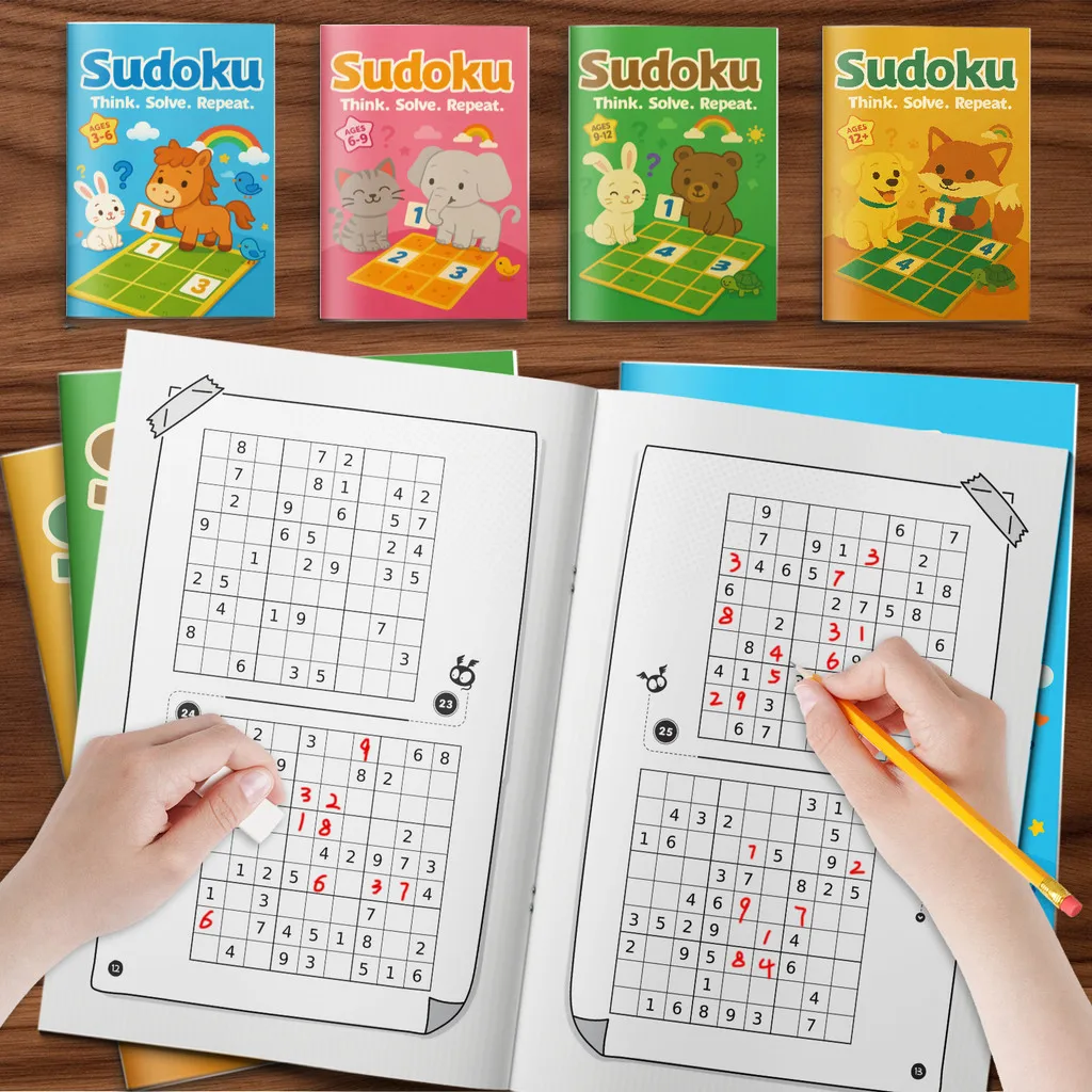 Children’s Sudoku, 11th Edition4-Book Progressive Set (Beginner→ Challenge) | Children’s Sudoku Puzzle Books