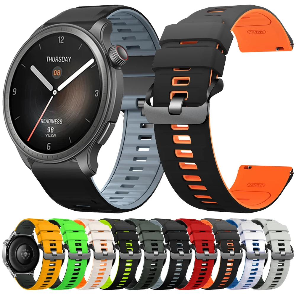 화미 아마즈핏 밸런스 2 밴드용 실리콘 스트랩 22mm, 아마즈핏 GTR3 프로 4 2 2E 47mm/Bip 6 5/스트라토스 교체용 손목 밴드