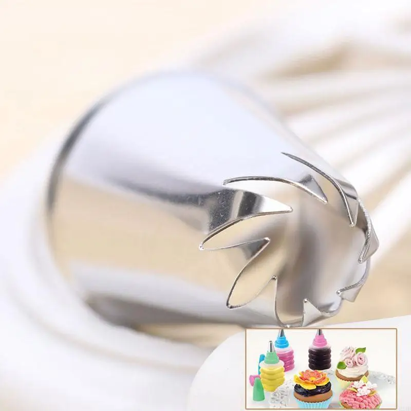E21B Stainless Steel Eight Teeth Drop Rose Flower Piping Tips Nozzle Tool