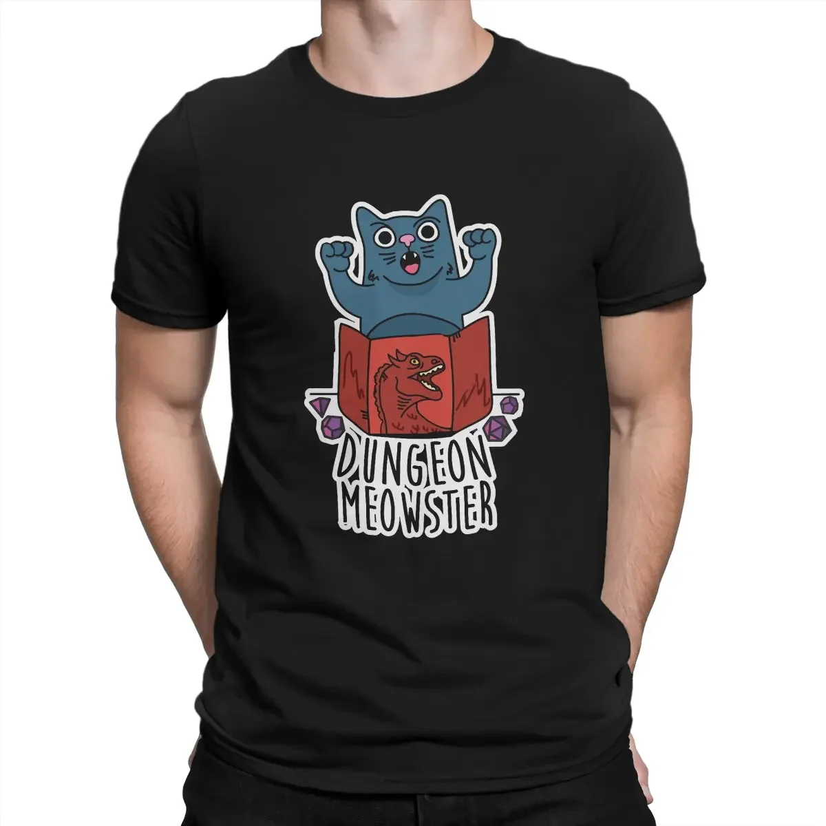 Dungeon Meowster Men T Shirt 100% Cotton Printed Dragon Quest Dragonlord Hero Game Leisure Tees Short Sleeve Crew Neck T-Shirt