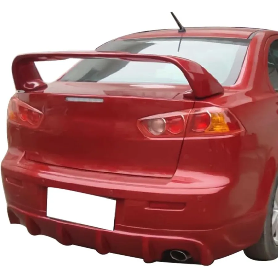 EVO Style Painted Rear Trunk Lid Spoiler Wing Lip for 20082017 Mitsubishi Lancer ABS Plastic Design with Rally Red Metallic Fin