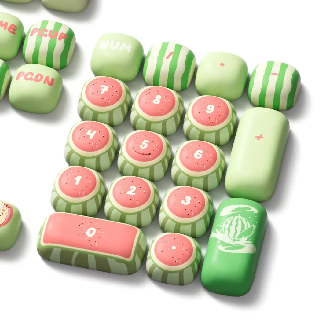 Melancia Shape Keycap, 138 Chaves, Redondo, Verde, Cor de fruta vermelha, Mog Pbt, 7U, Barra de espaço dividida 2.25U, Alice Layout