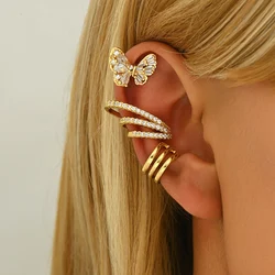 3pcs/set Copper Inlaid Zircon Clip Earrings Female Buckle Ear Cuff No Piercings Fake Cartilage Ear for Women Jewelry