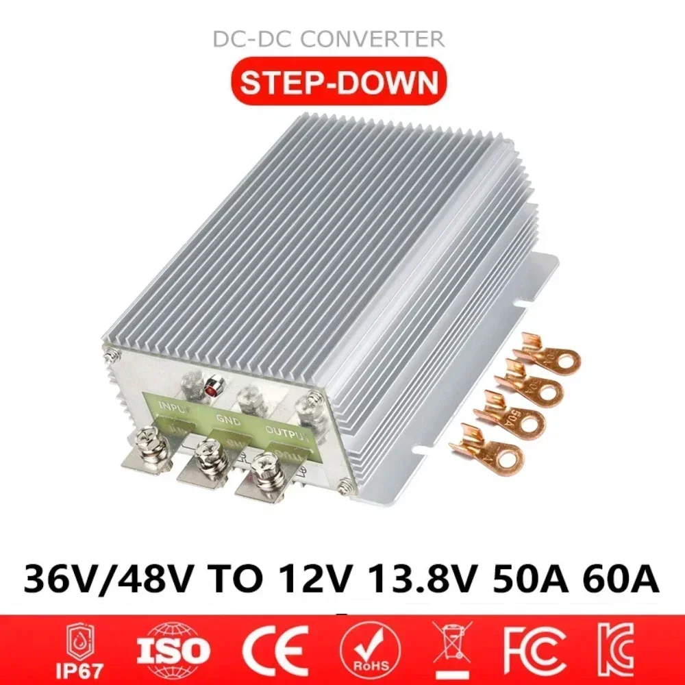 

36V 48V to 13.8V 12V 60A 50A DC DC Converter Step Down Voltage Regulator Golf Cart Voltage Reducer Step Down Power Regulator CE