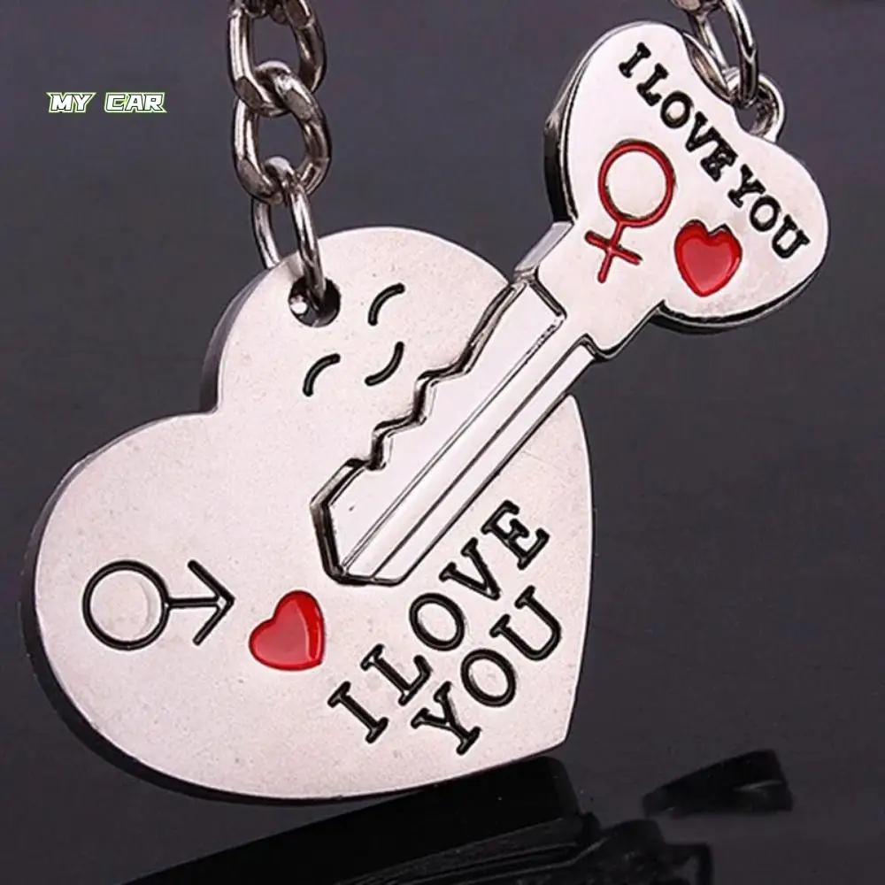 

1 Pair Zinc Alloy Lovers Heart Keychain Silver Plated I Love You Couple Love Keyring My Heart Creative