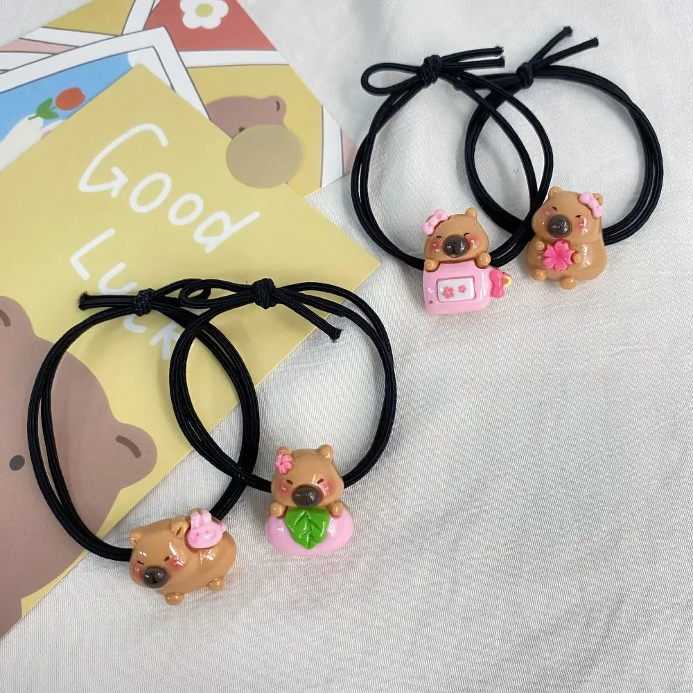 New Simple Capybara Hair Ties Cartoon Sweet Ponytail Holder Elastic Resin Rubber Bands