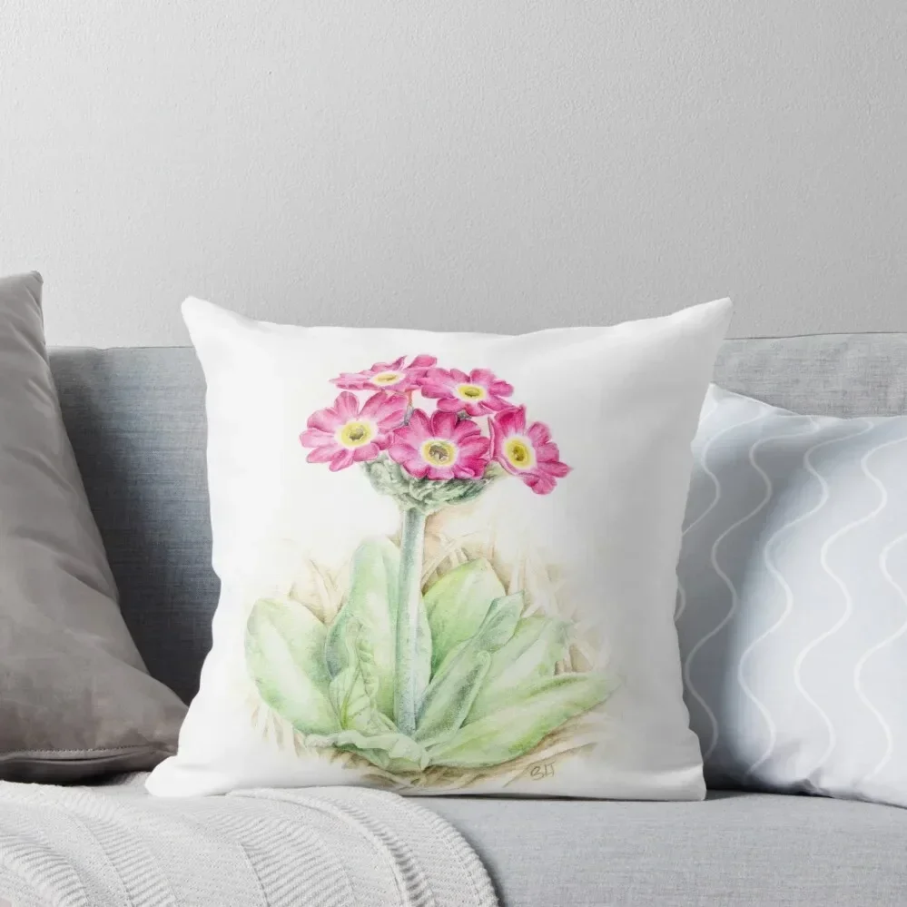 

Primrose pink primula scotica Throw Pillow Pillows Aesthetic pillows decor home Christmas Pillow Cases pillow