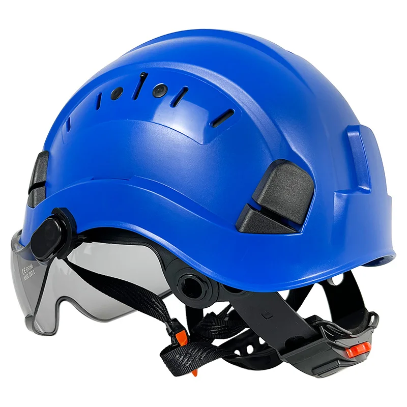 Casco de seguridad para construcción con gafas, visera de alta calidad, ABS, casco duro ligero ANSI, trabajo Industrial, protección para la cabeza,