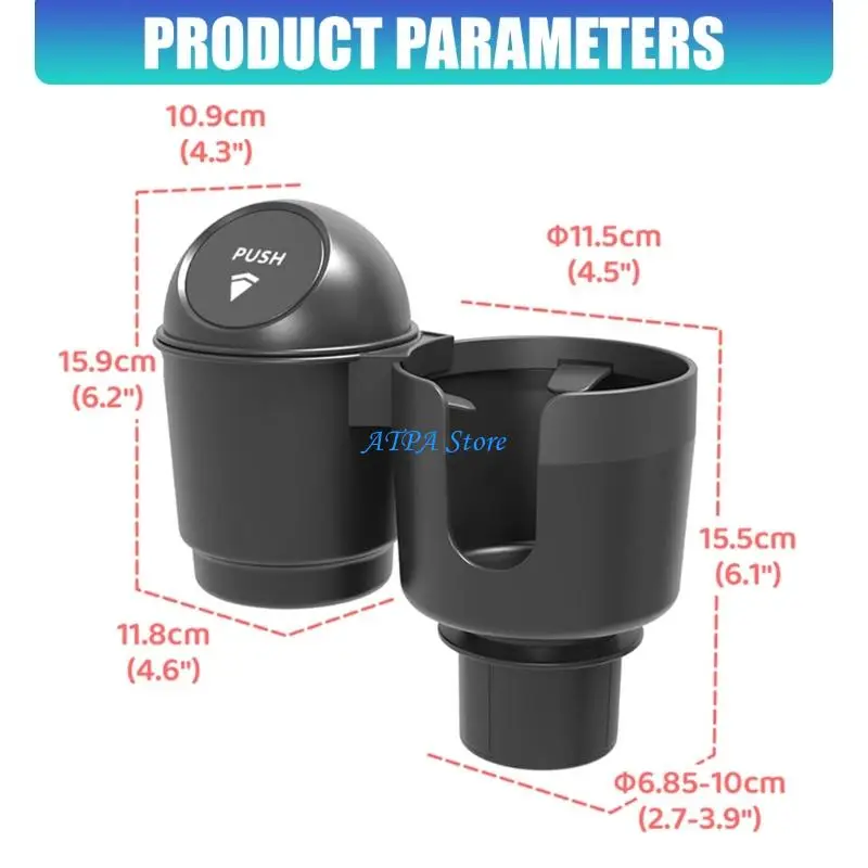 U13C Universal Vehicle Cup Mount with Not Spill Design & Expandable Storage Space