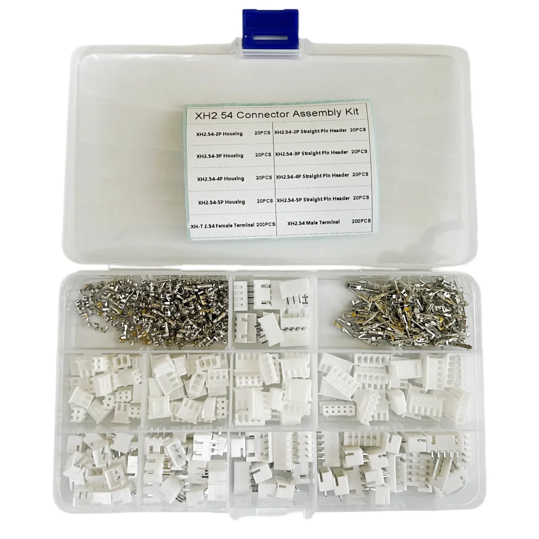 XH2.54MM Connector Set (560PCS): Housing, Terminals, Straight Pin Headers, Male & Female Contacts
